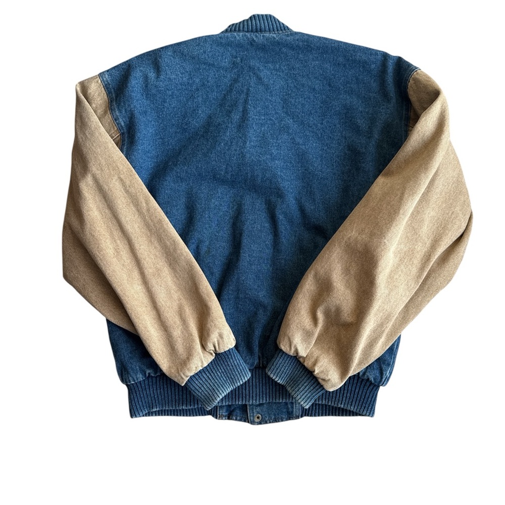 Vintage Men’s Turning Point Denim Colour block Bomber Jacket Size M Oversized - Picture 2 of 7